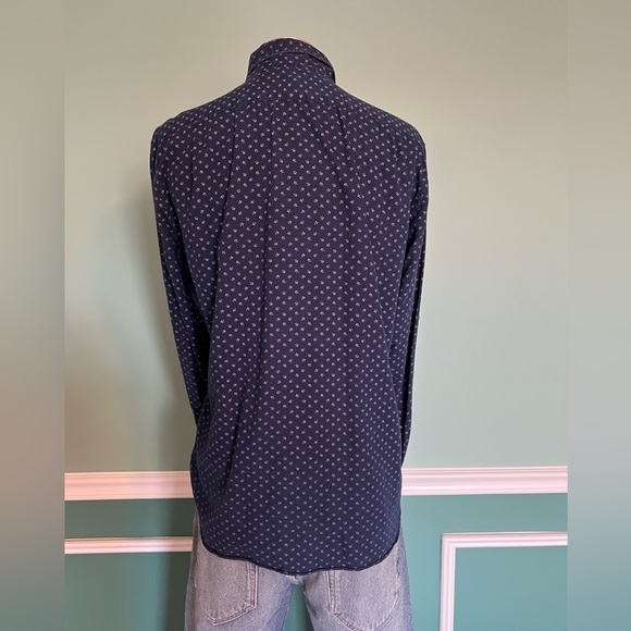 Indigo dyed button down in dragonfly print - Picture 2 of 4